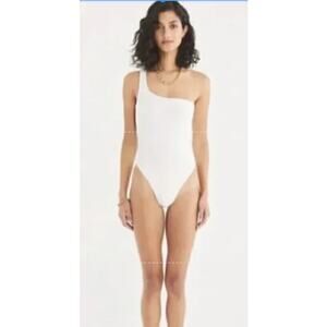 Rumer Cassidy Maillot One Shoulder Swimsuit White Shimmer S Shimery